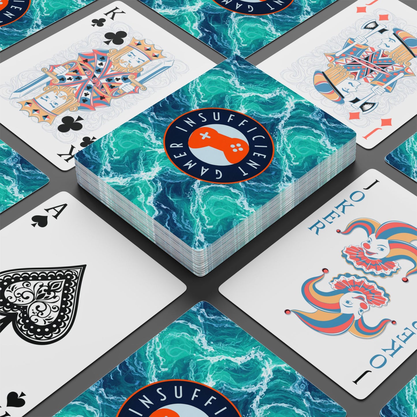 Ocean Wave Poker Playing Cards — 'Insufficient Gamer' Novelty Deck