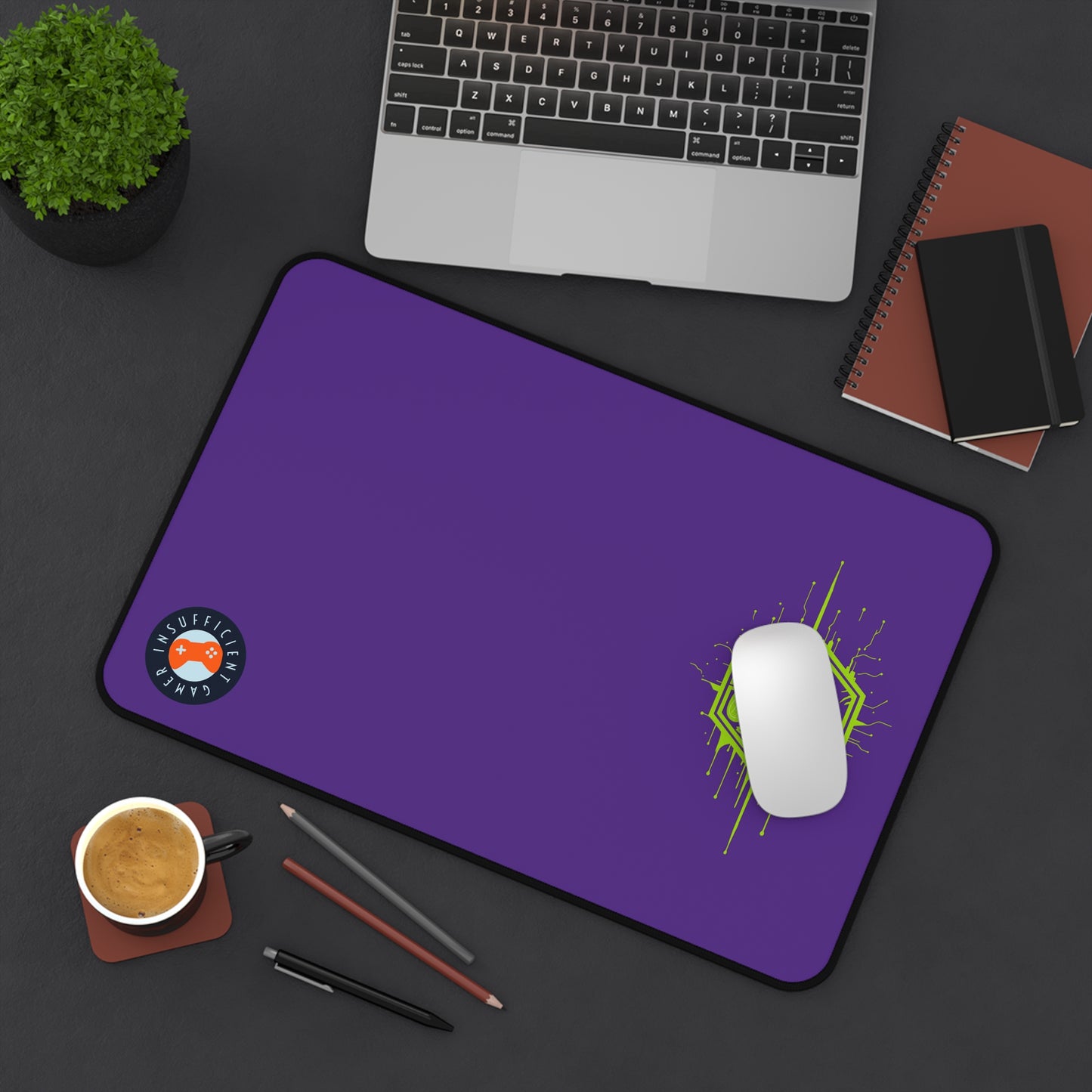 Insufficient Gamer Desk Mat with Controller Design | Eco-Friendly Gaming Mat, Mouse Pad for Home Office, Desktop