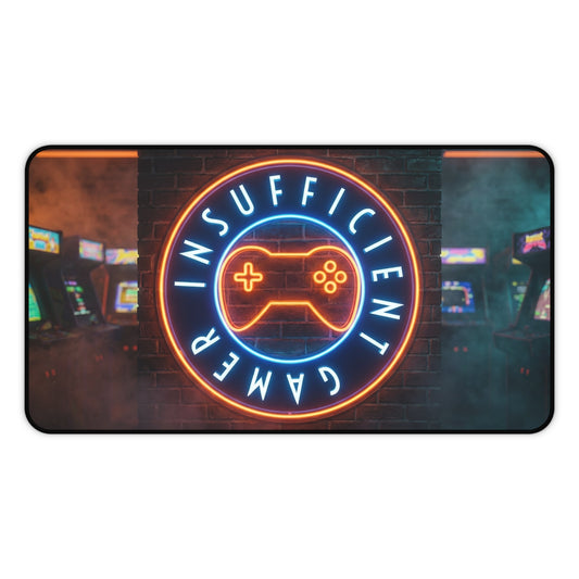 Insufficient Gamer neon logo Desk Mat | Gaming Mousepad, Arcade Aesthetic