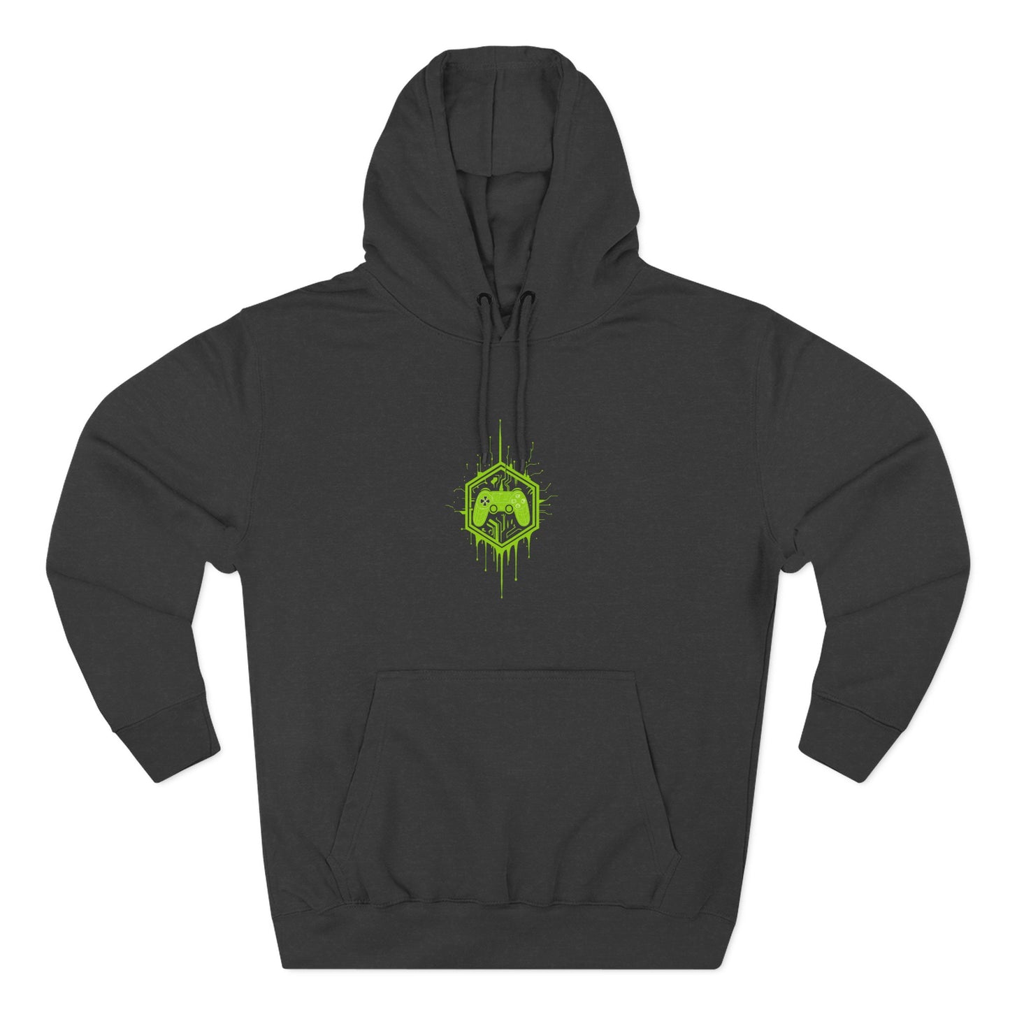 Gaming Hoodie, Green Controller Three-Panel Fleece, Video Game Sweatshirt, Gamer Gift, Gaming Apparel, Geek Clothing