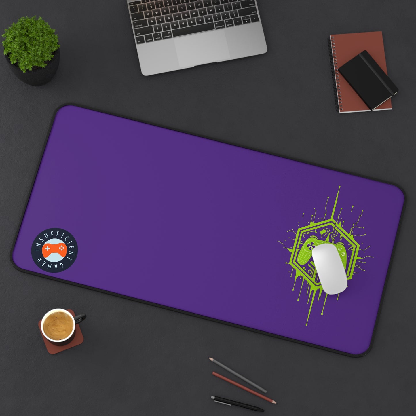 Insufficient Gamer Desk Mat with Controller Design | Eco-Friendly Gaming Mat, Mouse Pad for Home Office, Desktop