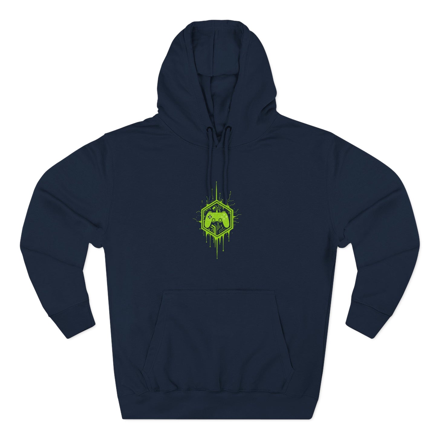 Gaming Hoodie, Green Controller Three-Panel Fleece, Video Game Sweatshirt, Gamer Gift, Gaming Apparel, Geek Clothing