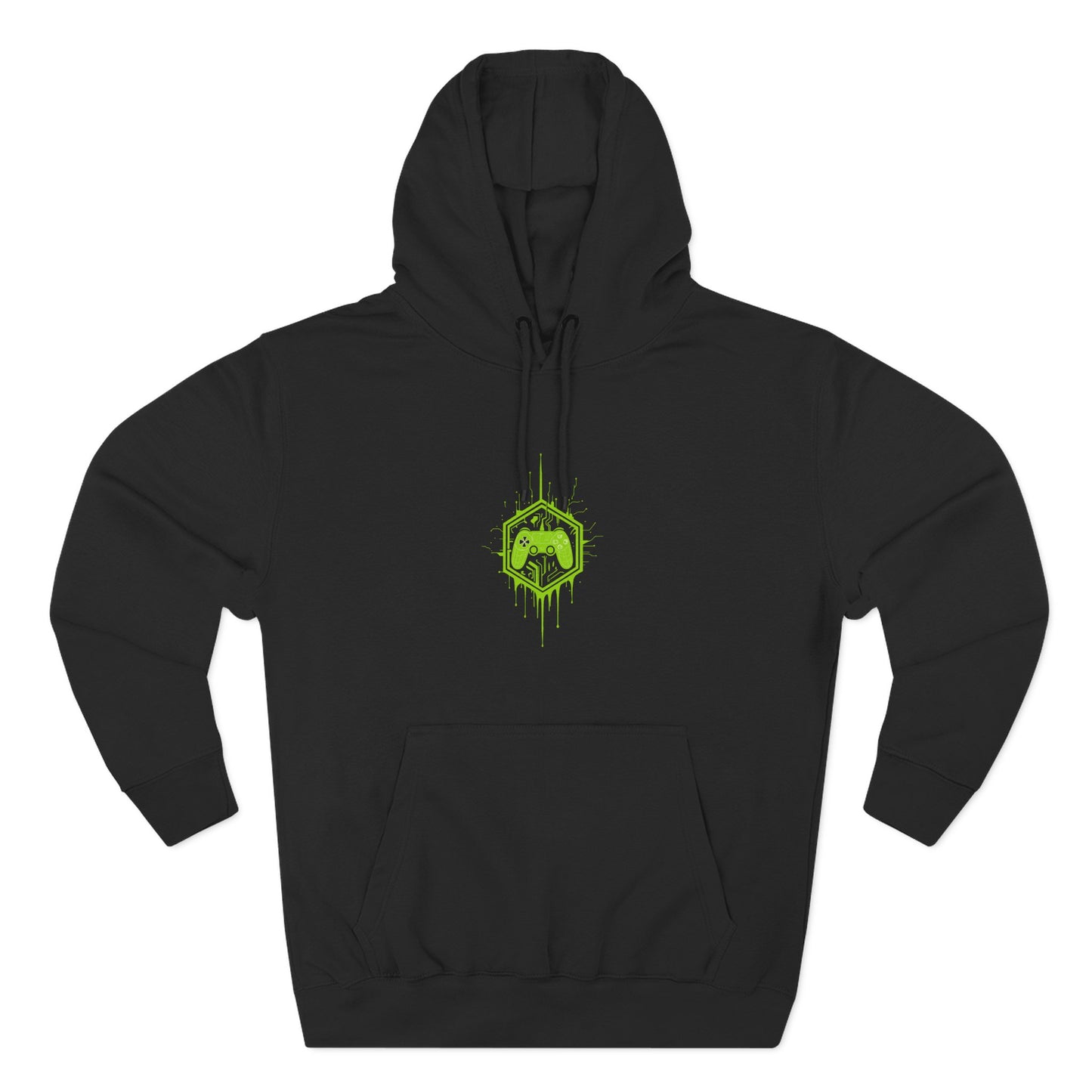 Gaming Hoodie, Green Controller Three-Panel Fleece, Video Game Sweatshirt, Gamer Gift, Gaming Apparel, Geek Clothing