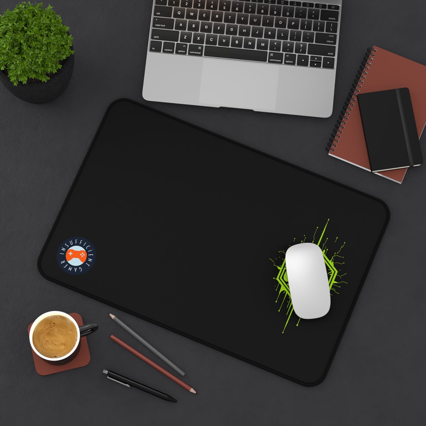 Insufficient Gamer Desk Mat with Controller Design | Eco-Friendly Gaming Mat, Mouse Pad for Home Office, Desktop