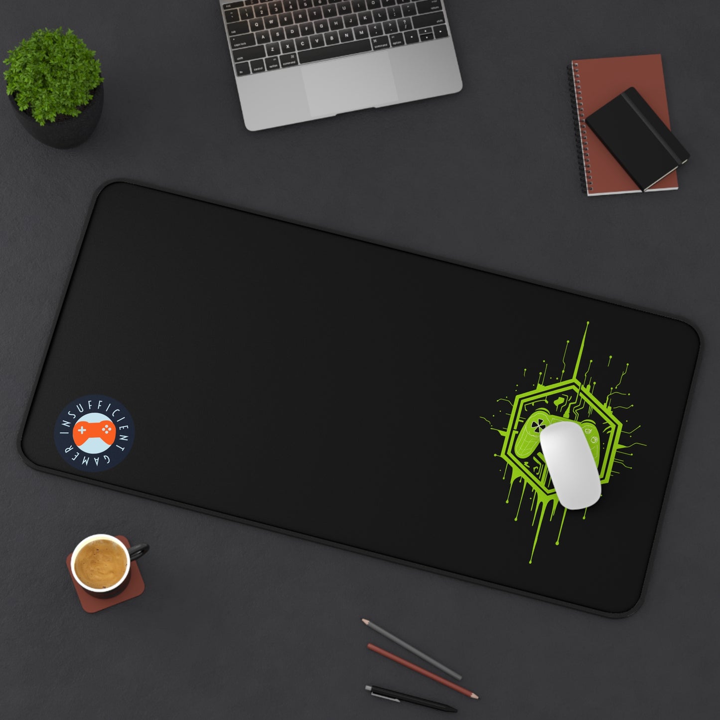 Insufficient Gamer Desk Mat with Controller Design | Eco-Friendly Gaming Mat, Mouse Pad for Home Office, Desktop