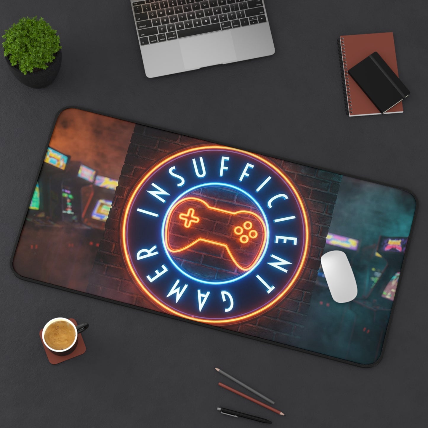 Insufficient Gamer neon logo Desk Mat | Gaming Mousepad, Arcade Aesthetic