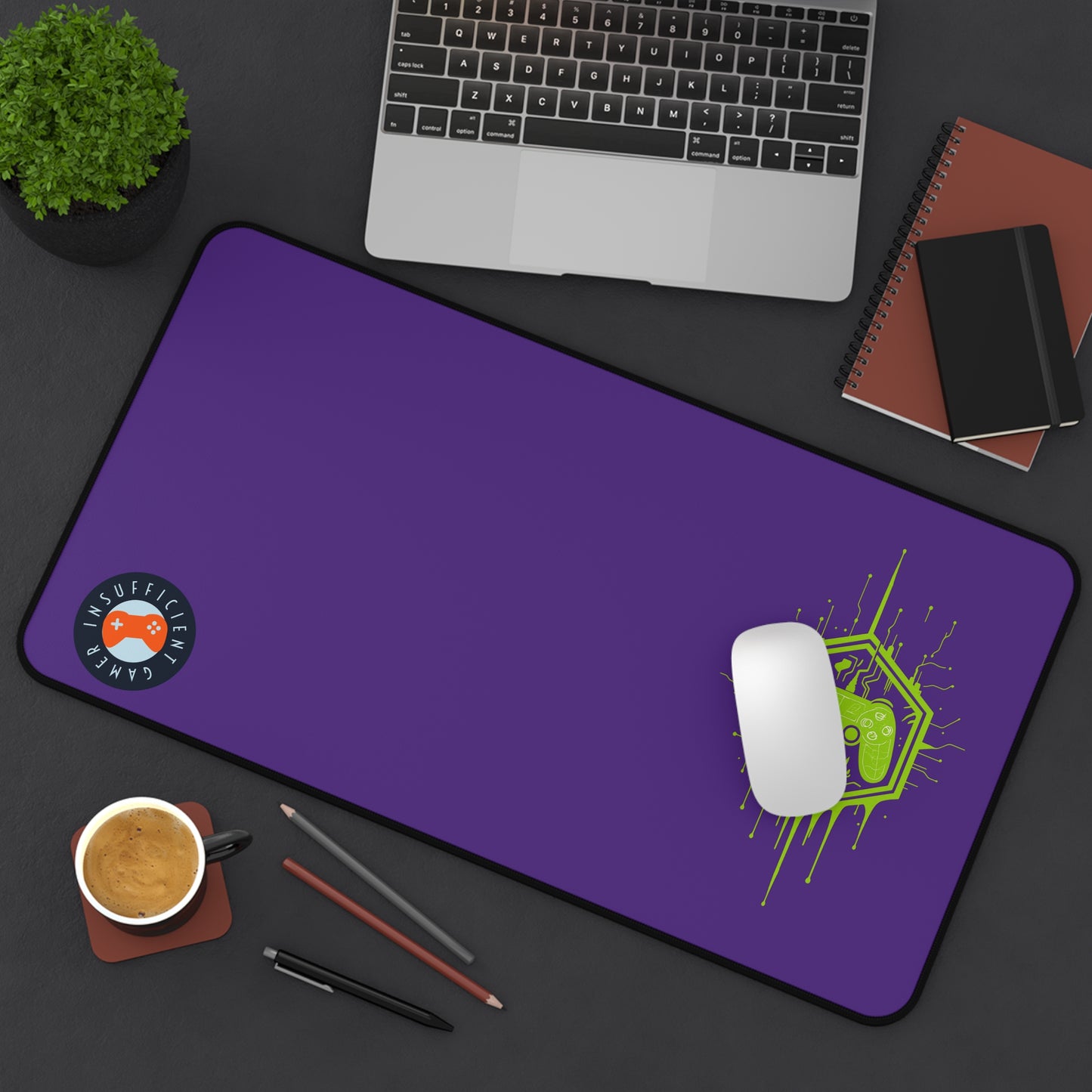 Insufficient Gamer Desk Mat with Controller Design | Eco-Friendly Gaming Mat, Mouse Pad for Home Office, Desktop