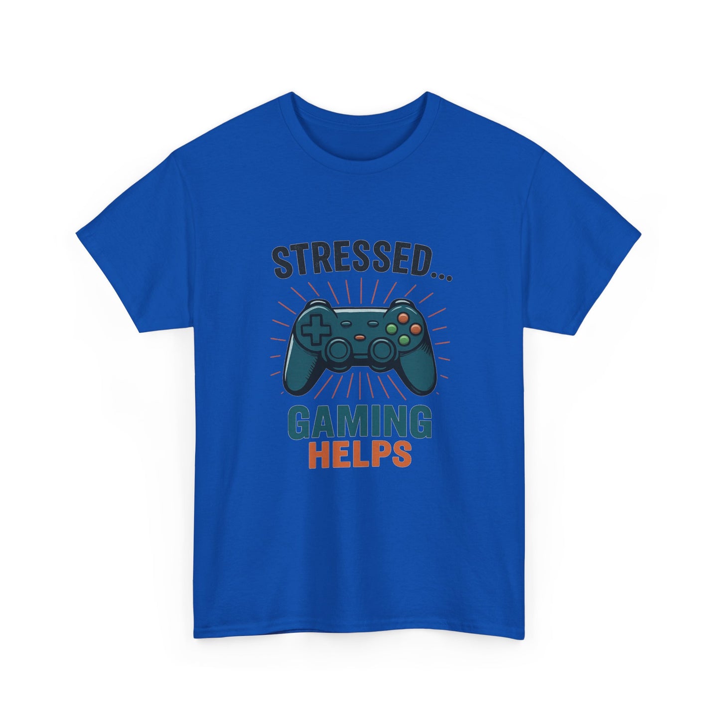 Stressed Gaming Helps Tee - Unisex Heavy Cotton Tee for Gamers, Perfect Gift for Birthdays, Holidays, Gaming Events, [...]