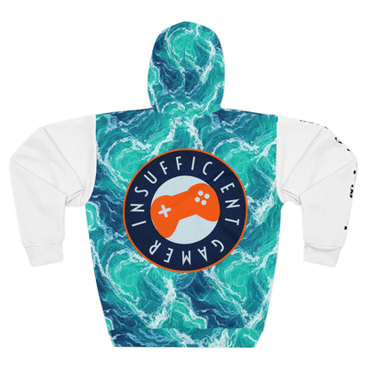 Insufficient Gamer logo Hoodie | Ocean Waves all-over print