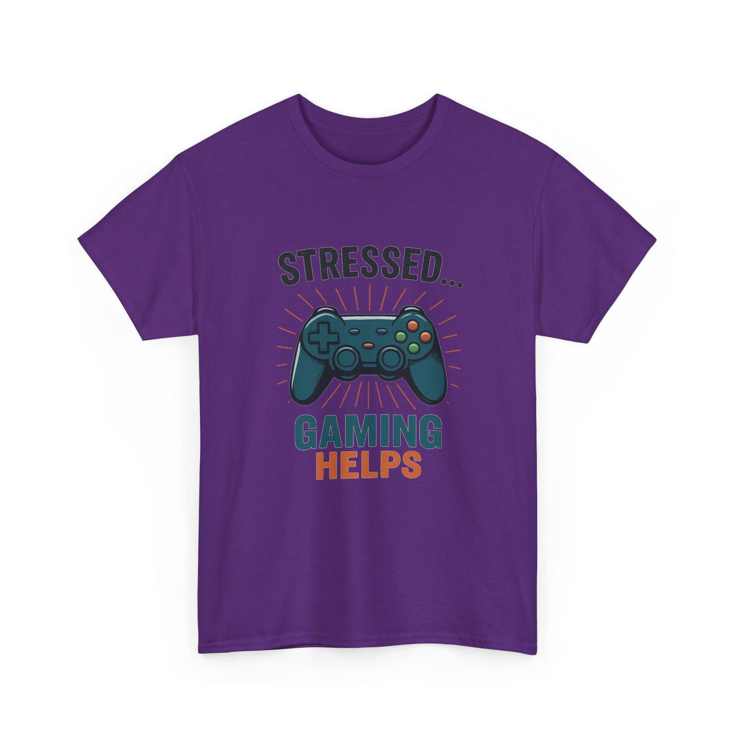 Stressed Gaming Helps Tee - Unisex Heavy Cotton Tee for Gamers, Perfect Gift for Birthdays, Holidays, Gaming Events, [...]