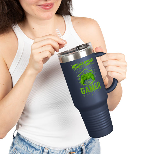 Insufficient Gamer Travel Mug, 40oz, Gift for Gamers, Gaming Mug, Funny Gamer Gift, Insulated Mug