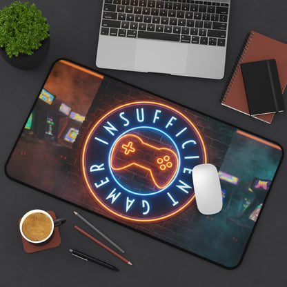 Insufficient Gamer neon logo Desk Mat | Gaming Mousepad, Arcade Aesthetic