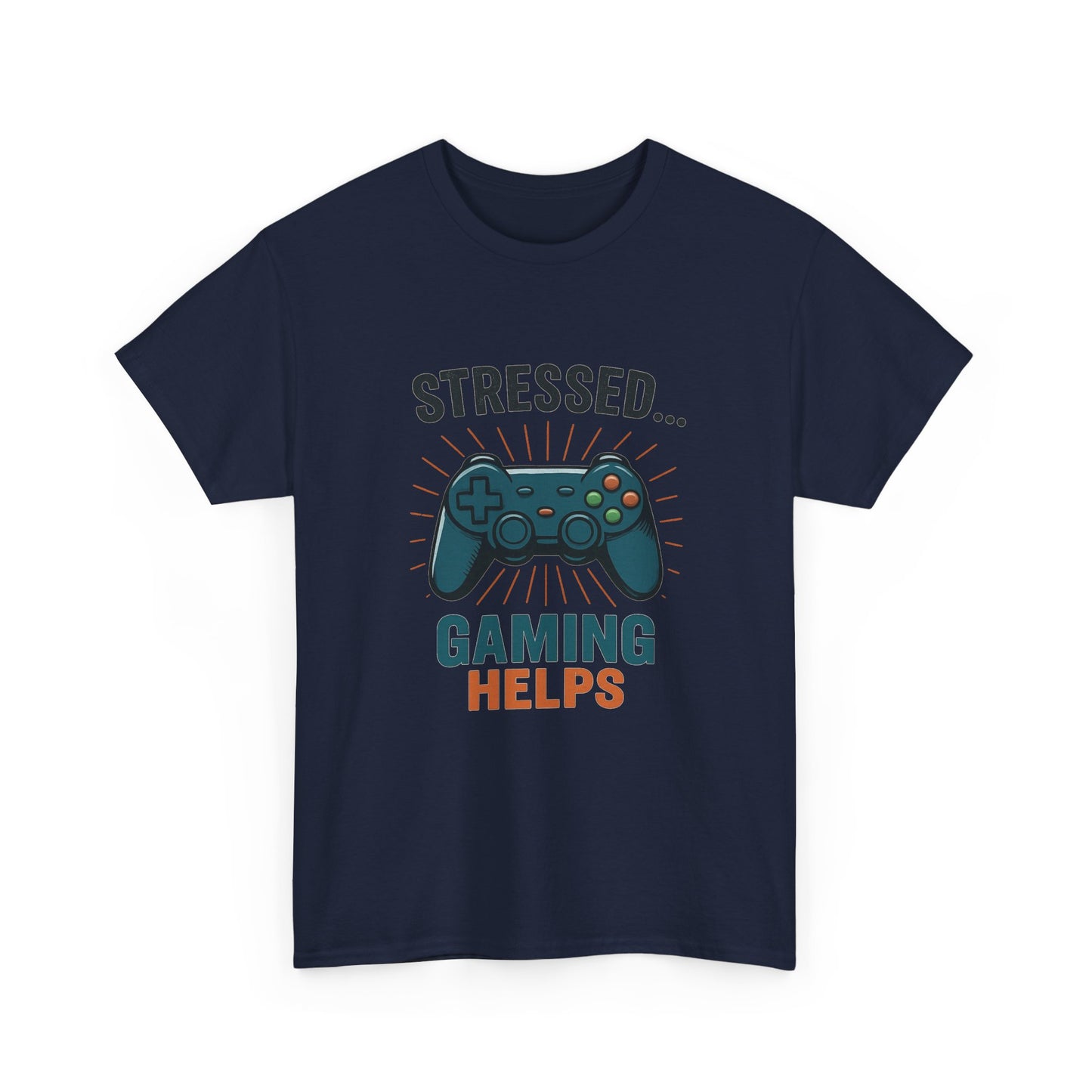Stressed Gaming Helps Tee - Unisex Heavy Cotton Tee for Gamers, Perfect Gift for Birthdays, Holidays, Gaming Events, [...]