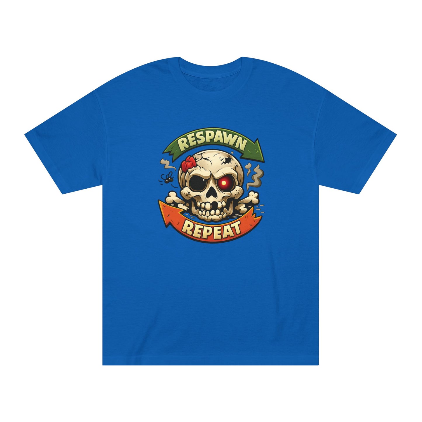 Respawn Repeat Skull Tee | Gaming Skull Design, Retro Banner