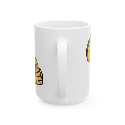 Cute Magic Taco Character Mug | Kawaii Taco Face Ceramic Coffee Cup