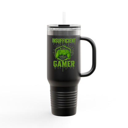 Insufficient Gamer Travel Mug, 40oz, Gift for Gamers, Gaming Mug, Funny Gamer Gift, Insulated Mug