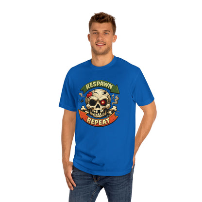 Respawn Repeat Skull Tee | Gaming Skull Design, Retro Banner