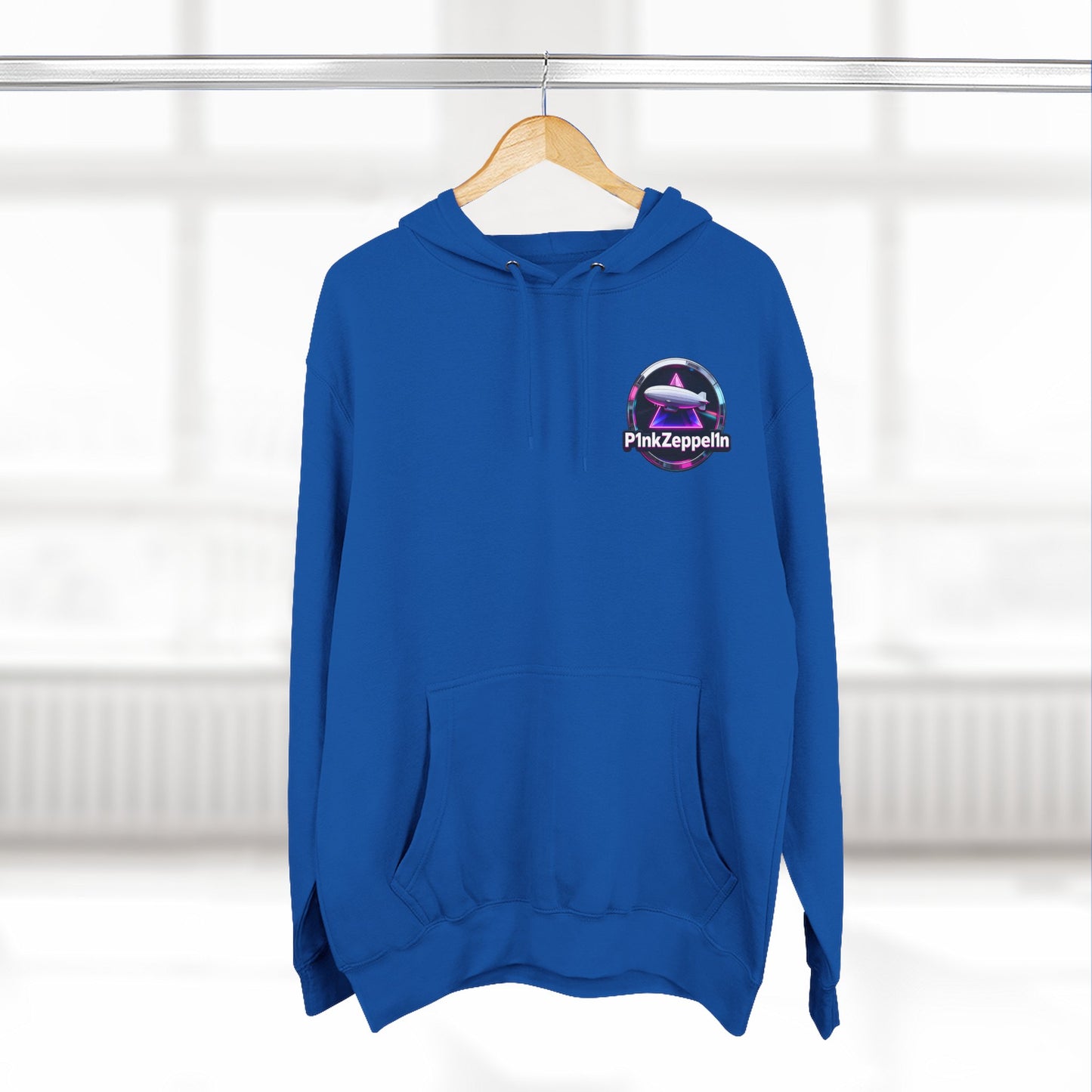 P1nkZeppel1n Logo Hoodie | Zeppelin Airship Graphic, Retro Neon Badge