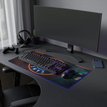 LED Gaming Mouse Pad — ‘Insufficient Gamer’ Neon Arcade RGB Desk Mat
