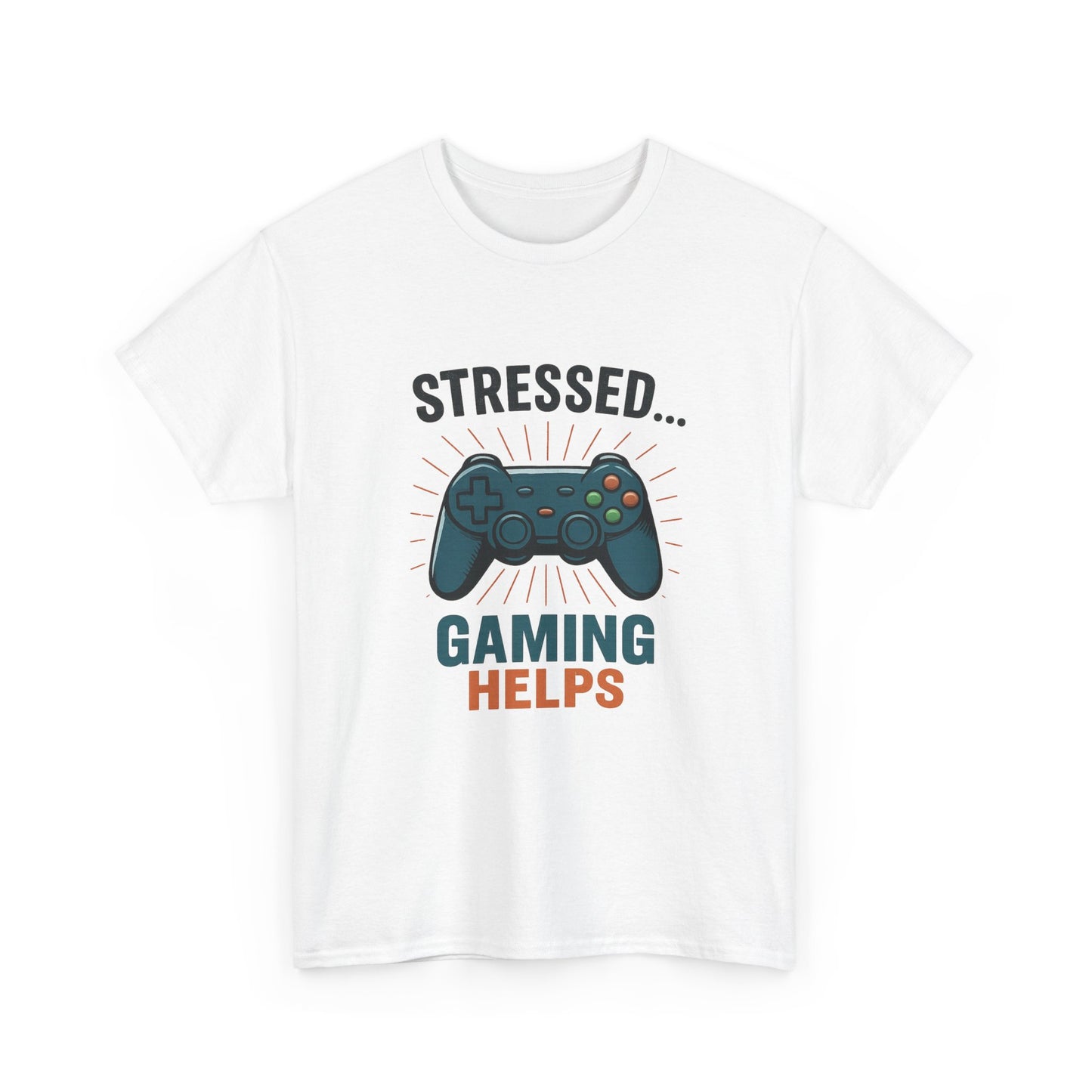 Stressed Gaming Helps Tee - Unisex Heavy Cotton Tee for Gamers, Perfect Gift for Birthdays, Holidays, Gaming Events, [...]