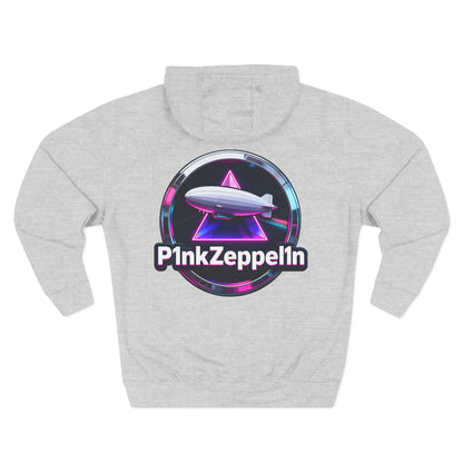 P1nkZeppel1n Logo Hoodie | Zeppelin Airship Graphic, Retro Neon Badge