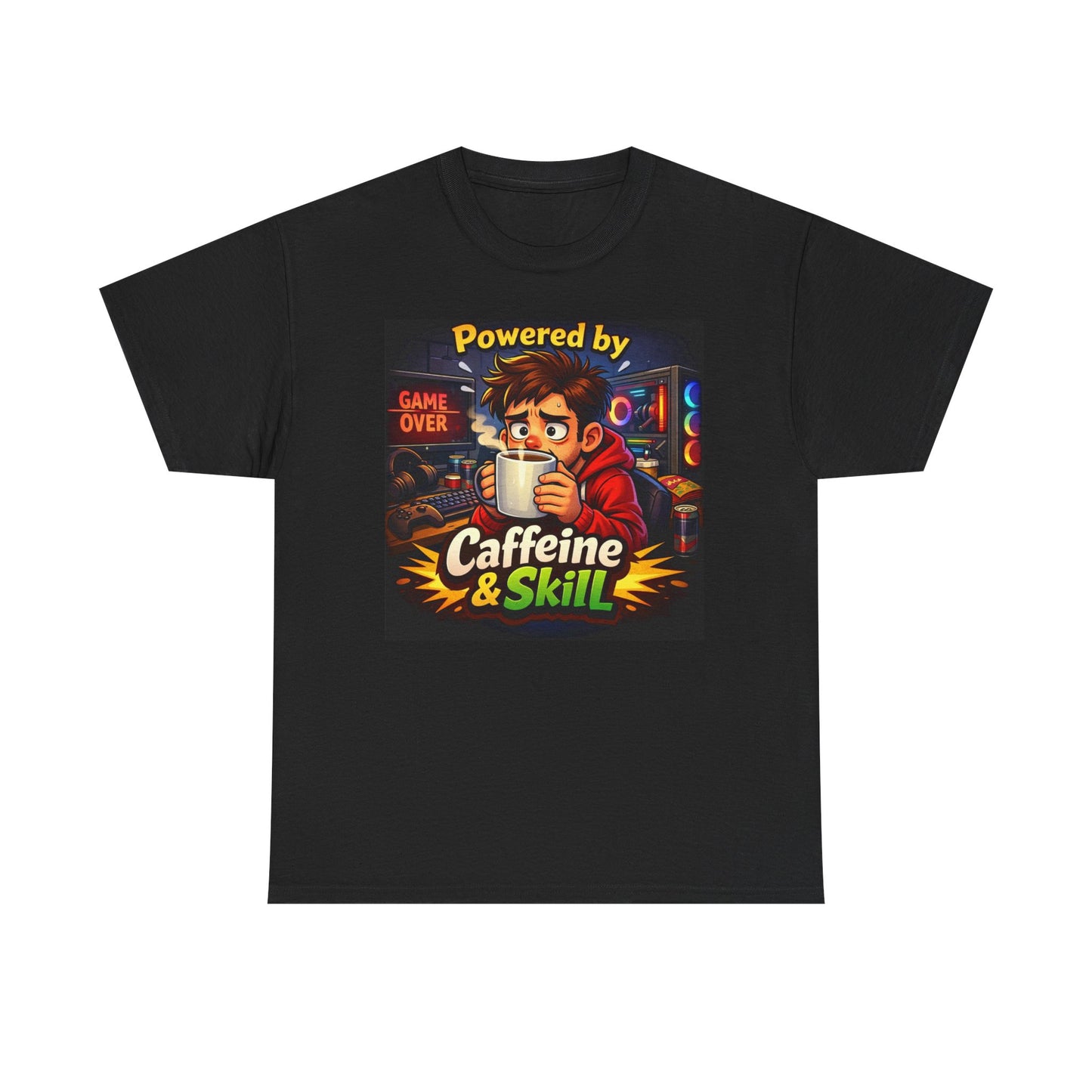 Powered by Caffeine & Skill Tee | Gamer Coffee Shirt, Gaming Graphic Tee