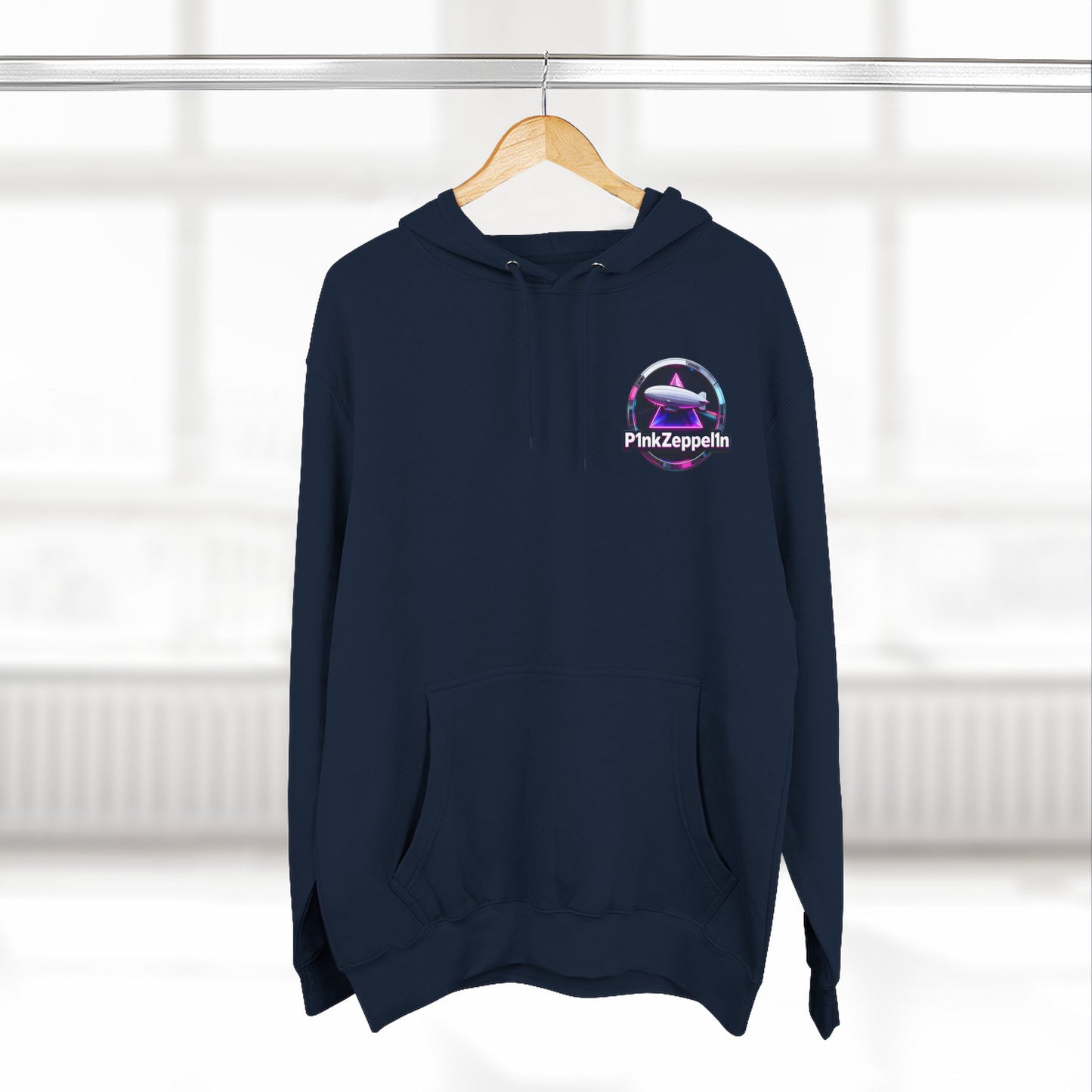 P1nkZeppel1n Logo Hoodie | Zeppelin Airship Graphic, Retro Neon Badge