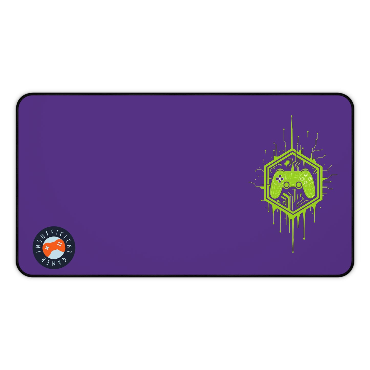 Insufficient Gamer Desk Mat with Controller Design | Eco-Friendly Gaming Mat, Mouse Pad for Home Office, Desktop, Purple