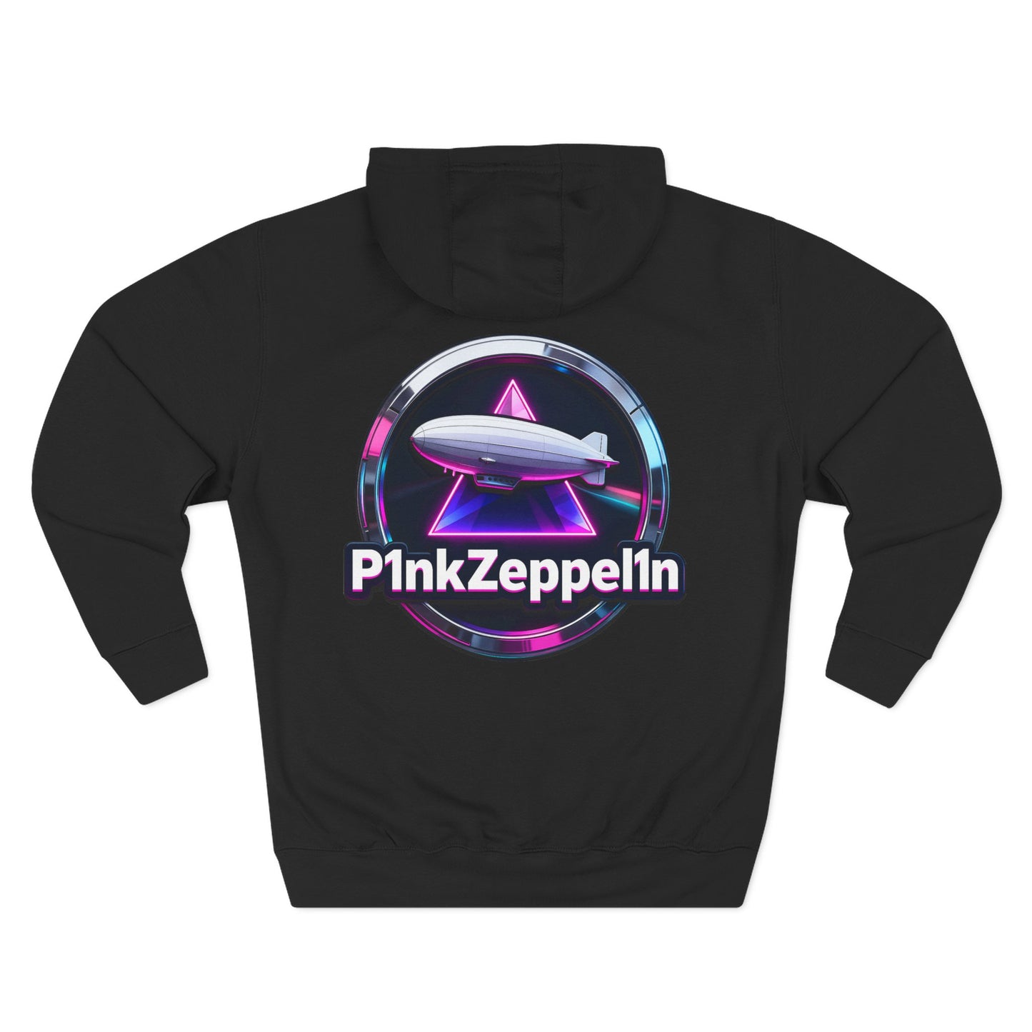 P1nkZeppel1n Logo Hoodie | Zeppelin Airship Graphic, Retro Neon Badge