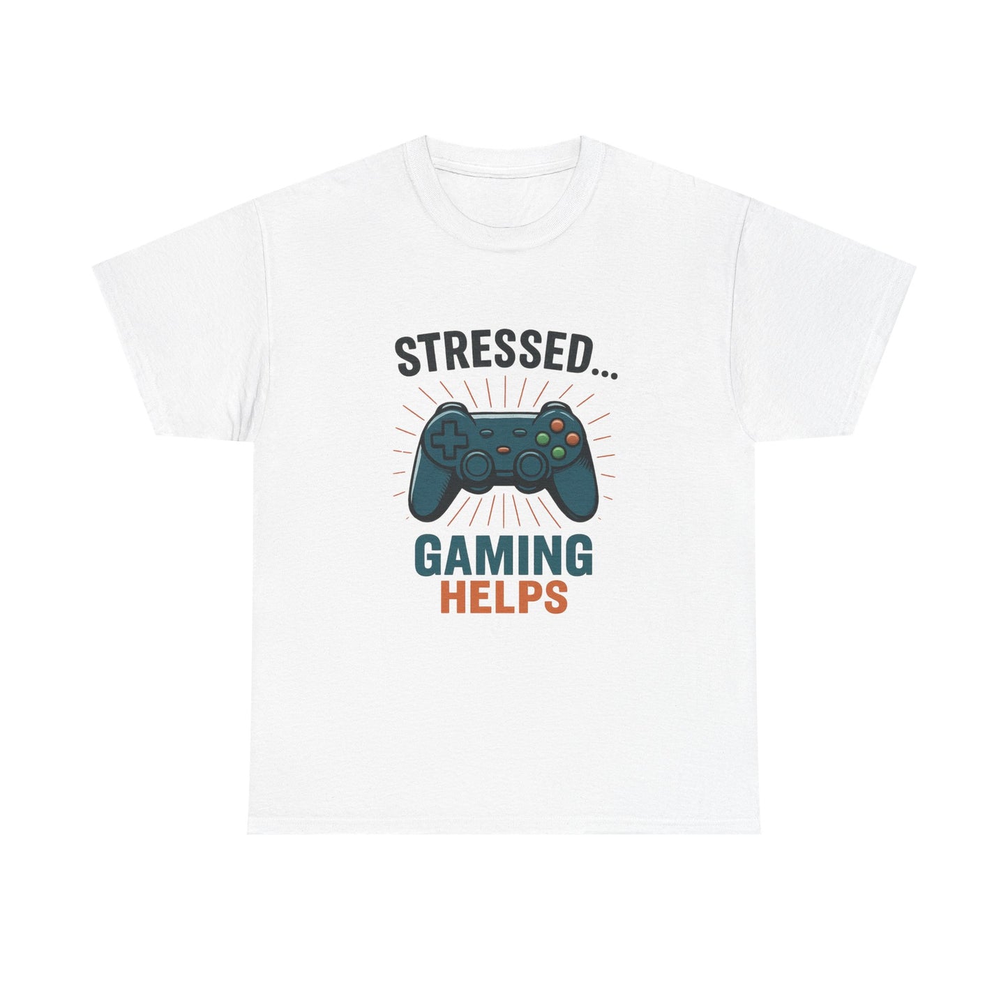 Stressed Gaming Helps Tee - Unisex Heavy Cotton Tee for Gamers, Perfect Gift for Birthdays, Holidays, Gaming Events, [...]