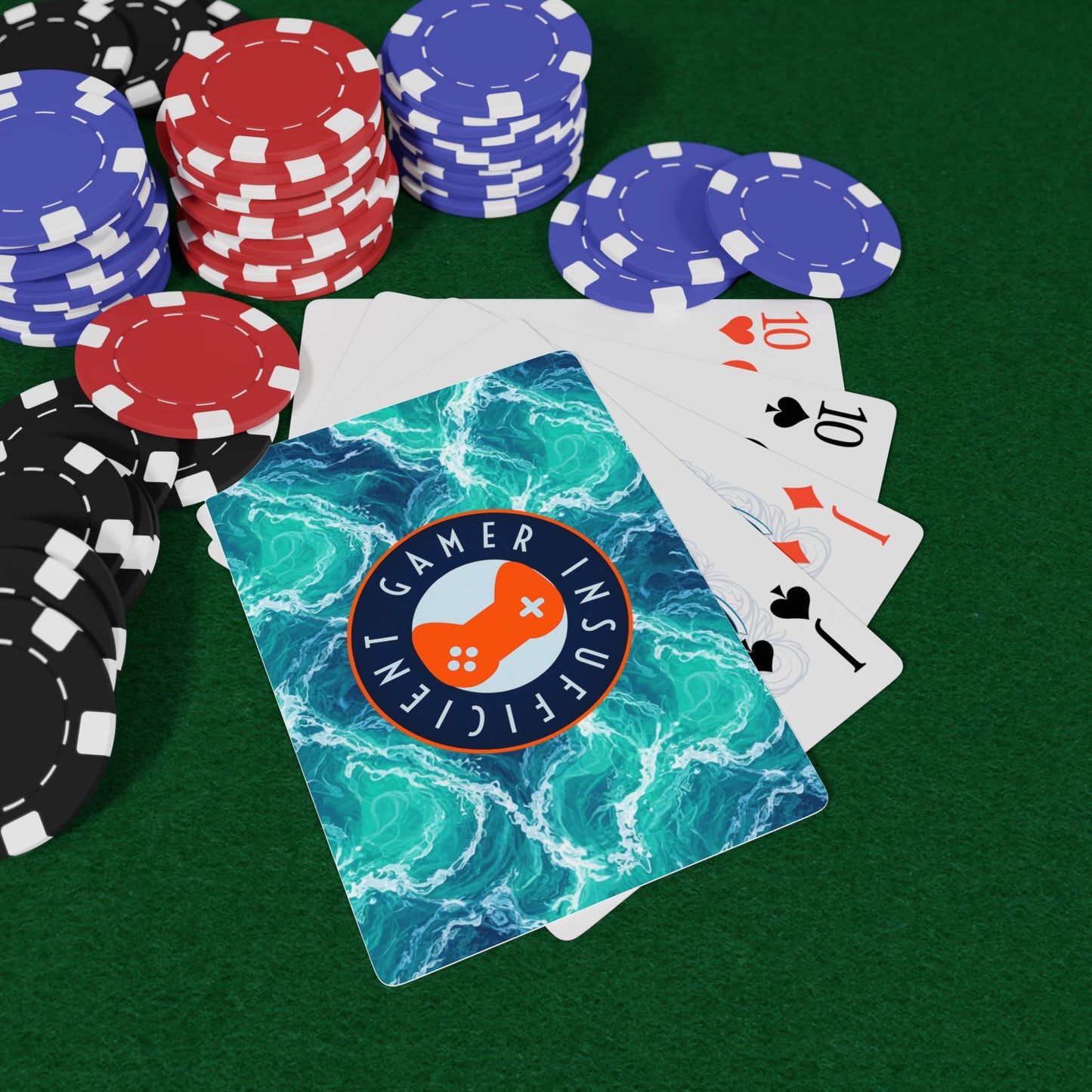 Ocean Wave Poker Playing Cards — 'Insufficient Gamer' Novelty Deck