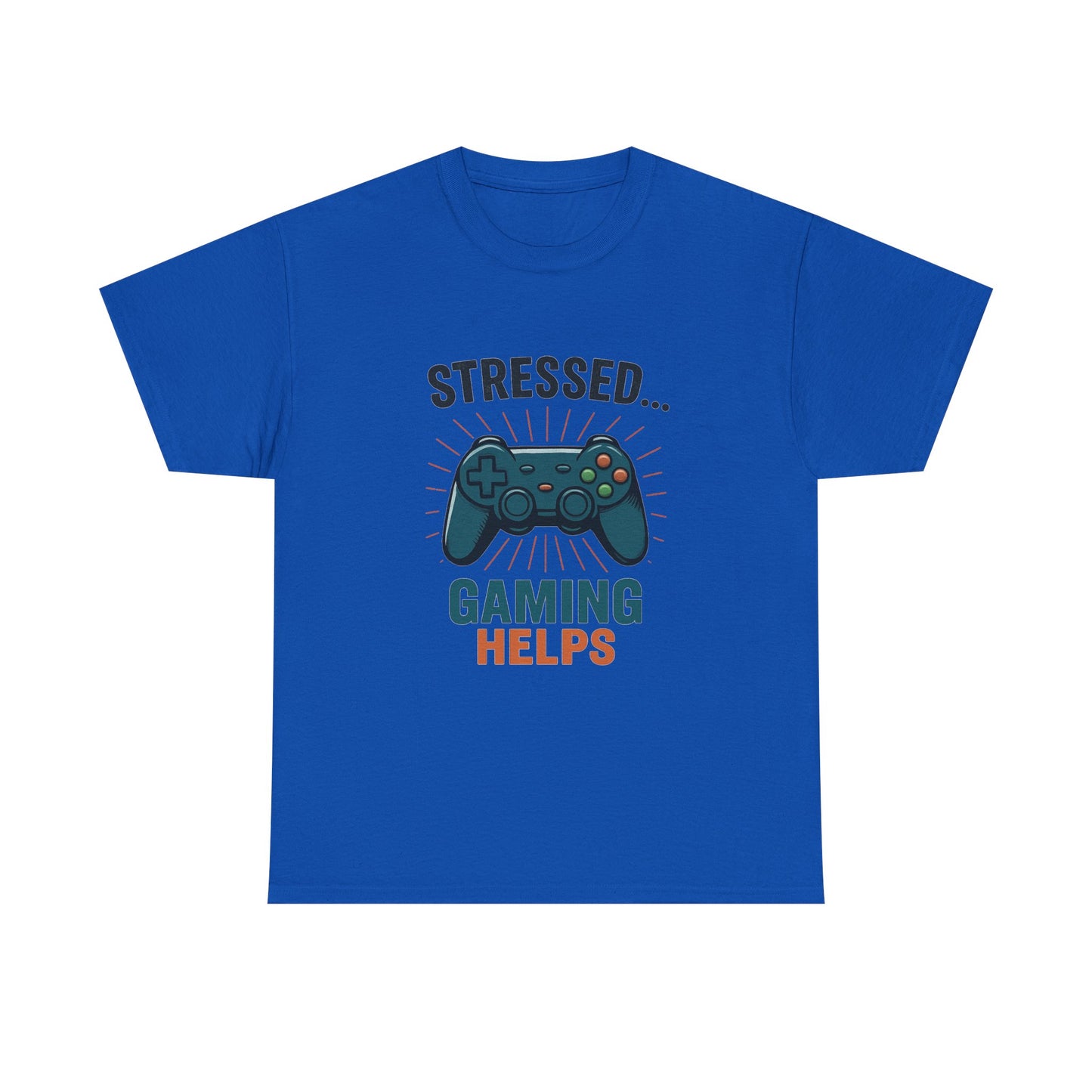 Stressed Gaming Helps Tee - Unisex Heavy Cotton Tee for Gamers, Perfect Gift for Birthdays, Holidays, Gaming Events, [...]