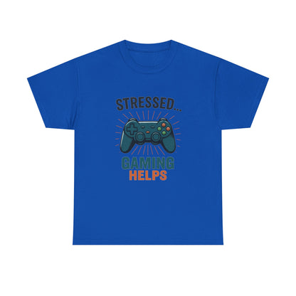 Stressed Gaming Helps Tee - Unisex Heavy Cotton Tee for Gamers, Perfect Gift for Birthdays, Holidays, Gaming Events, [...]