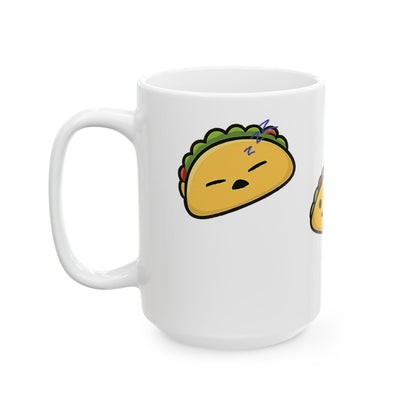 Cute Magic Taco Character Mug | Kawaii Taco Face Ceramic Coffee Cup