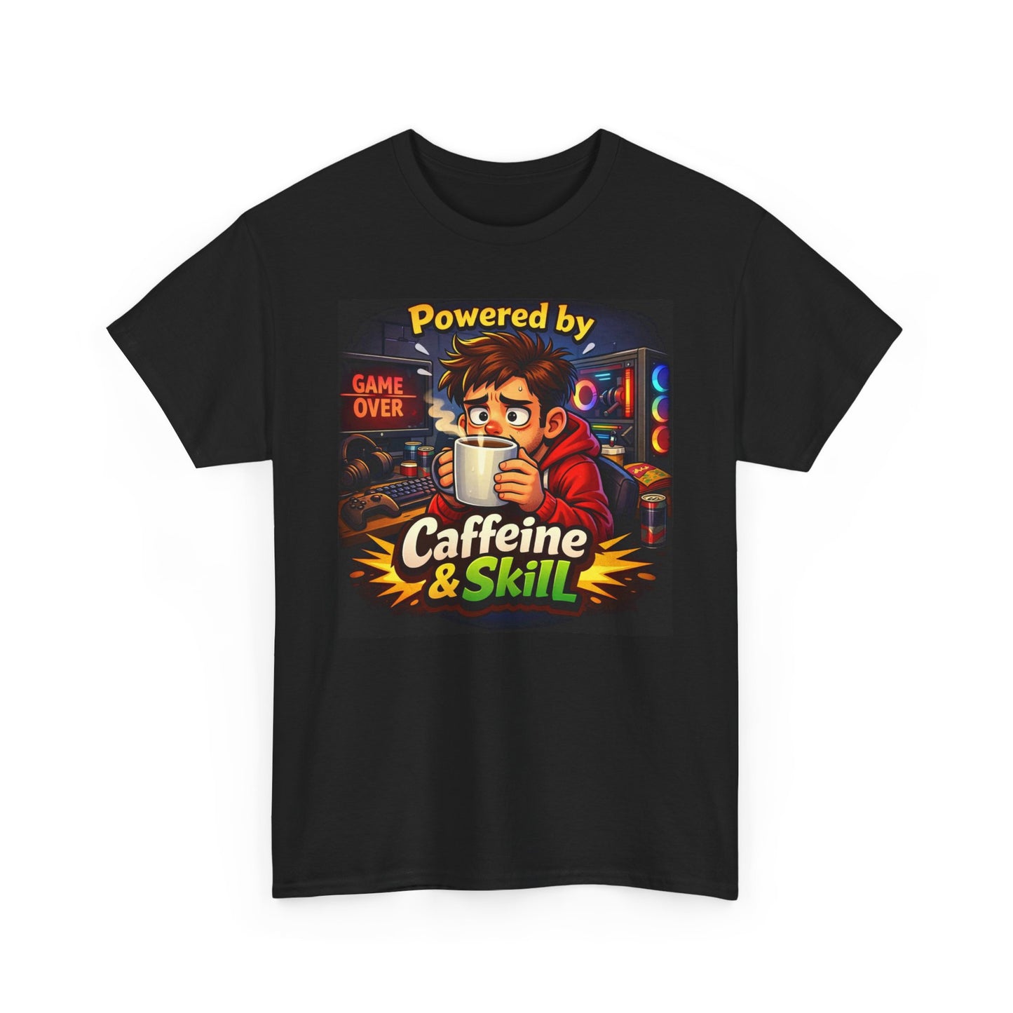 Powered by Caffeine & Skill Tee | Gamer Coffee Shirt, Gaming Graphic Tee