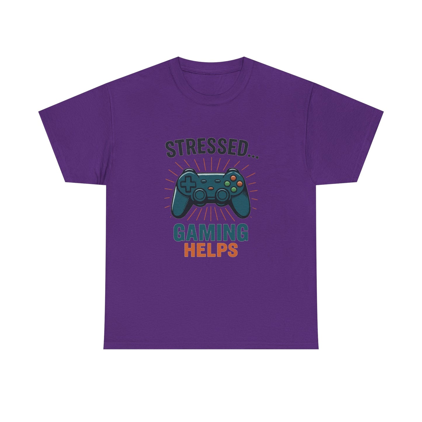 Stressed Gaming Helps Tee - Unisex Heavy Cotton Tee for Gamers, Perfect Gift for Birthdays, Holidays, Gaming Events, [...]