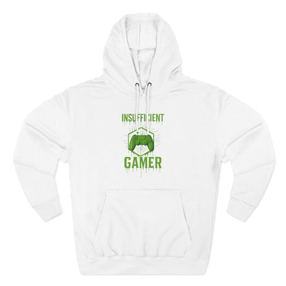 Gamer Hoodie - Insufficient Gamer Fleece Sweatshirt, Cozy Pullover for Gamers, Gaming Gift, Birthday Present, Chill Vibes