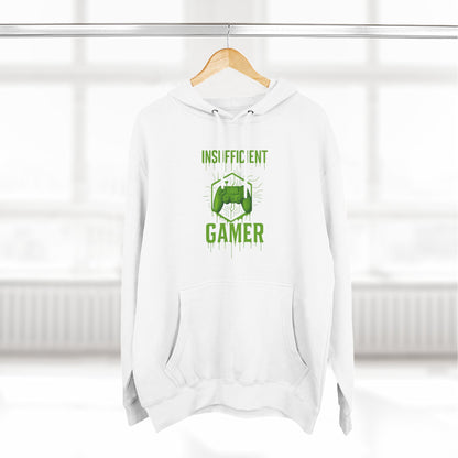 Gamer Hoodie - Insufficient Gamer Fleece Sweatshirt, Cozy Pullover for Gamers, Gaming Gift, Birthday Present, Chill Vibes