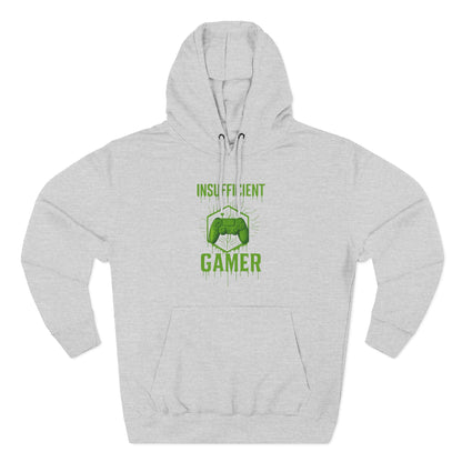 Gamer Hoodie - Insufficient Gamer Fleece Sweatshirt, Cozy Pullover for Gamers, Gaming Gift, Birthday Present, Chill Vibes