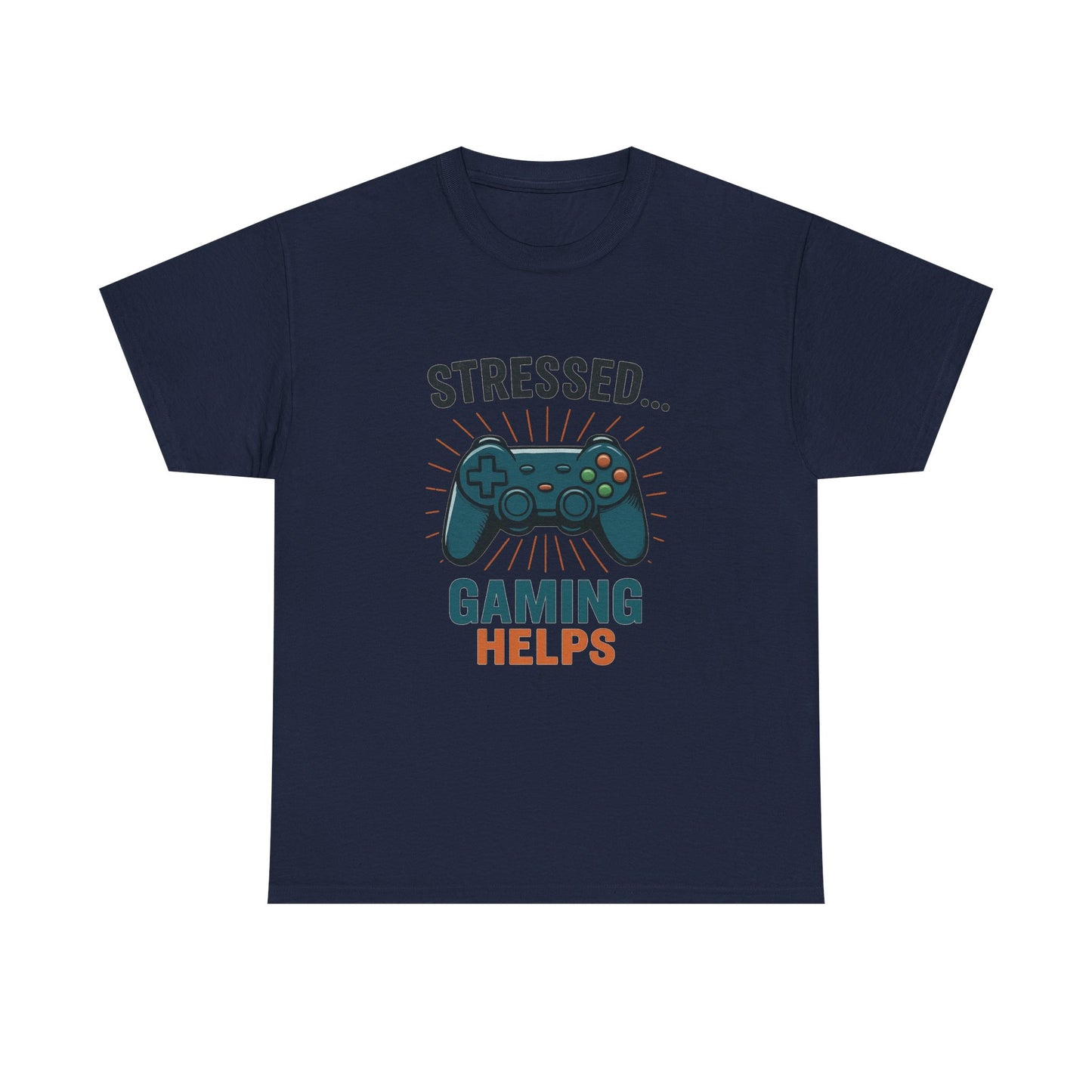 Stressed Gaming Helps Tee - Unisex Heavy Cotton Tee for Gamers, Perfect Gift for Birthdays, Holidays, Gaming Events, [...]