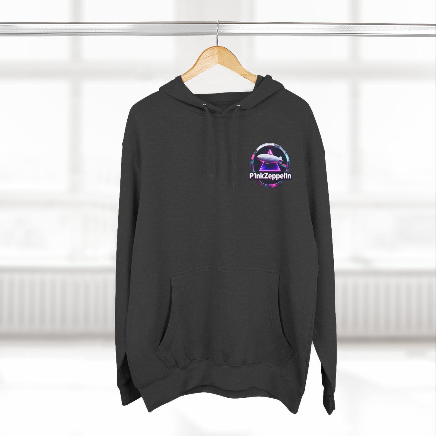 P1nkZeppel1n Logo Hoodie | Zeppelin Airship Graphic, Retro Neon Badge