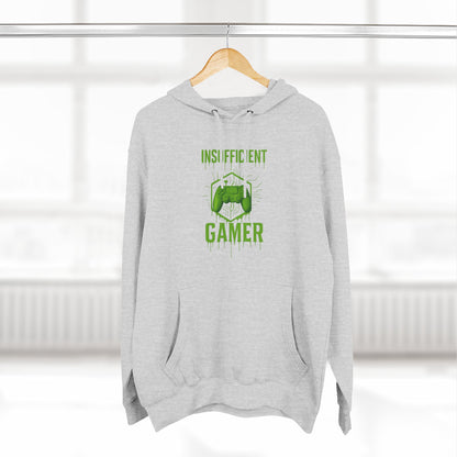 Gamer Hoodie - Insufficient Gamer Fleece Sweatshirt, Cozy Pullover for Gamers, Gaming Gift, Birthday Present, Chill Vibes
