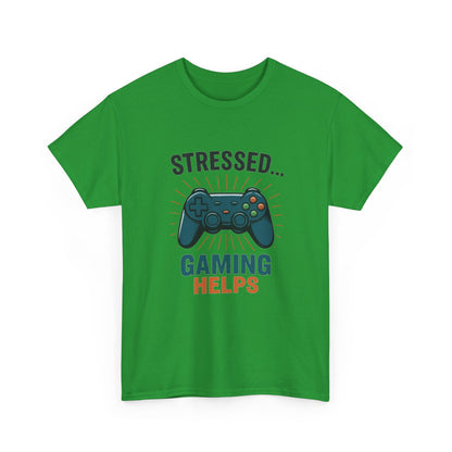 Stressed Gaming Helps Tee - Unisex Heavy Cotton Tee for Gamers, Perfect Gift for Birthdays, Holidays, Gaming Events, [...]