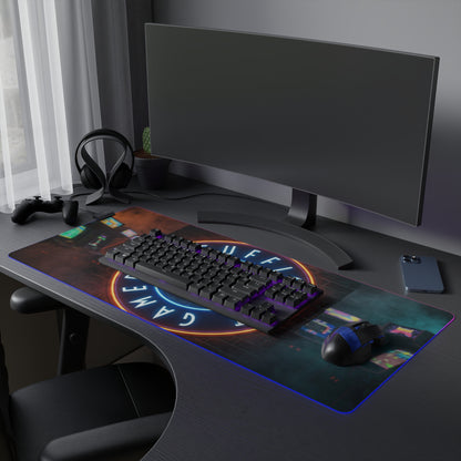 LED Gaming Mouse Pad — ‘Insufficient Gamer’ Neon Arcade RGB Desk Mat