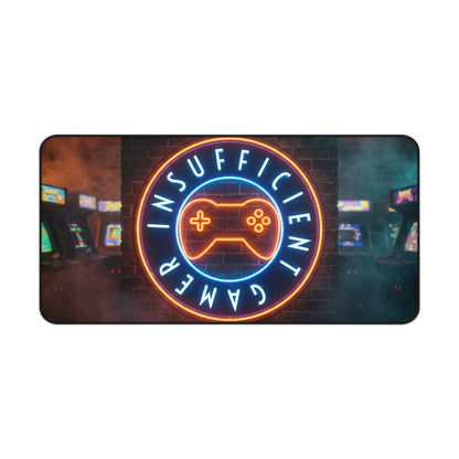 Insufficient Gamer neon logo Desk Mat | Gaming Mousepad, Arcade Aesthetic